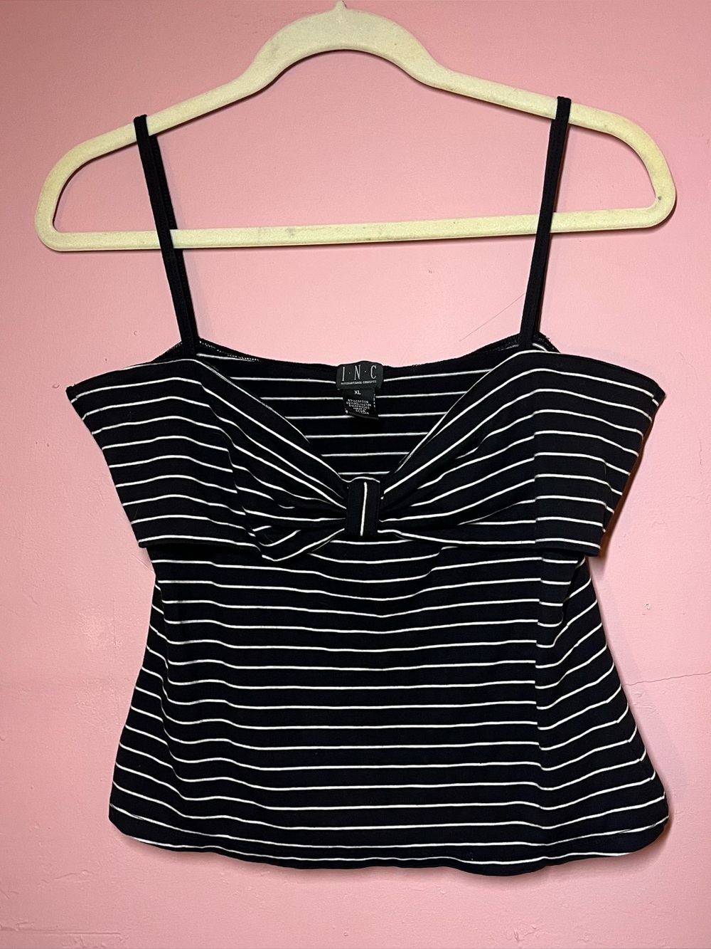 INC international concepts vintage 90s y2k crop tank black and white stripes XL